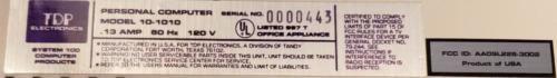 TDP-100 System  Cat # 10-1010 (Chicklet Style Keyboard)